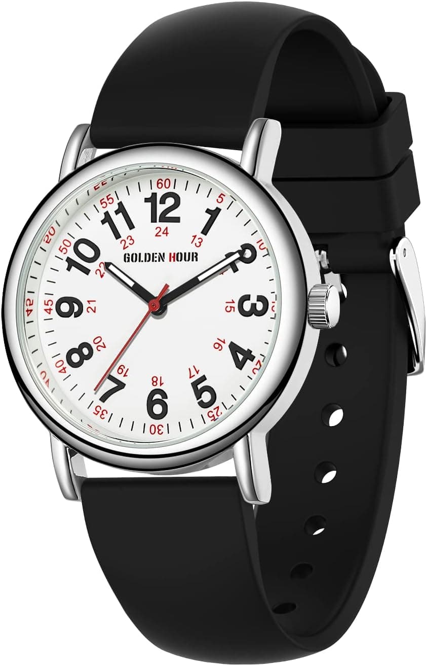 Golden Hour GH-1314, 38mm, White Dial, Black Silicone Band