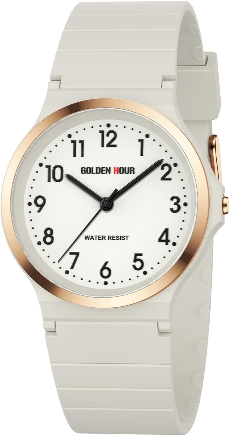 Golden Hour Minimalist GH1329, White Dial, Resin Band