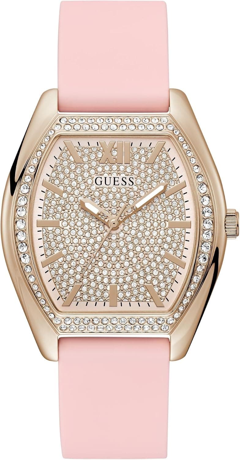 Guess Dignity U1407L2M, 40 mm, rosafarbenes Zifferblatt, rosafarbenes Silikonarmband