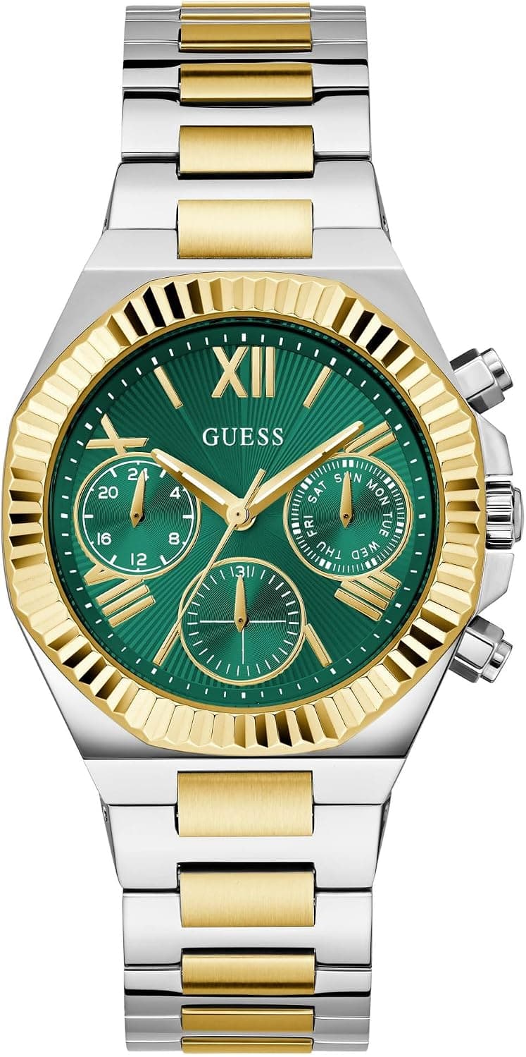 Guess EQUALITY GW0769L4, 38 mm, grünes Zifferblatt, mehrfarbiges Edelstahlarmband
