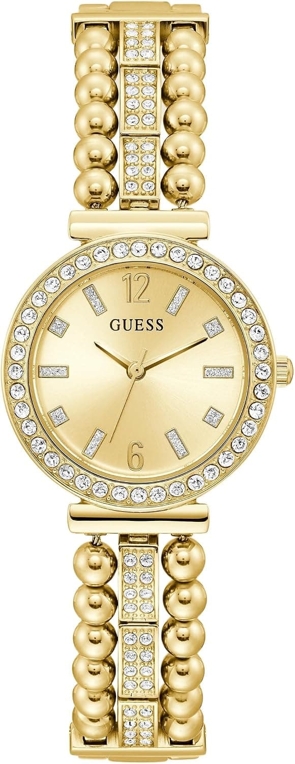 Guess GALA GW0401L2, 30 mm, goldenes Zifferblatt, goldenes Edelstahlarmband