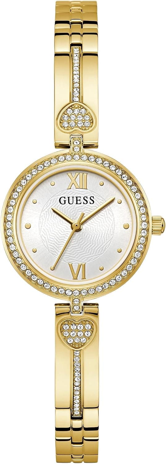 Guess GW0655L2, 27 mm, weißes Zifferblatt, goldenes Edelstahlarmband