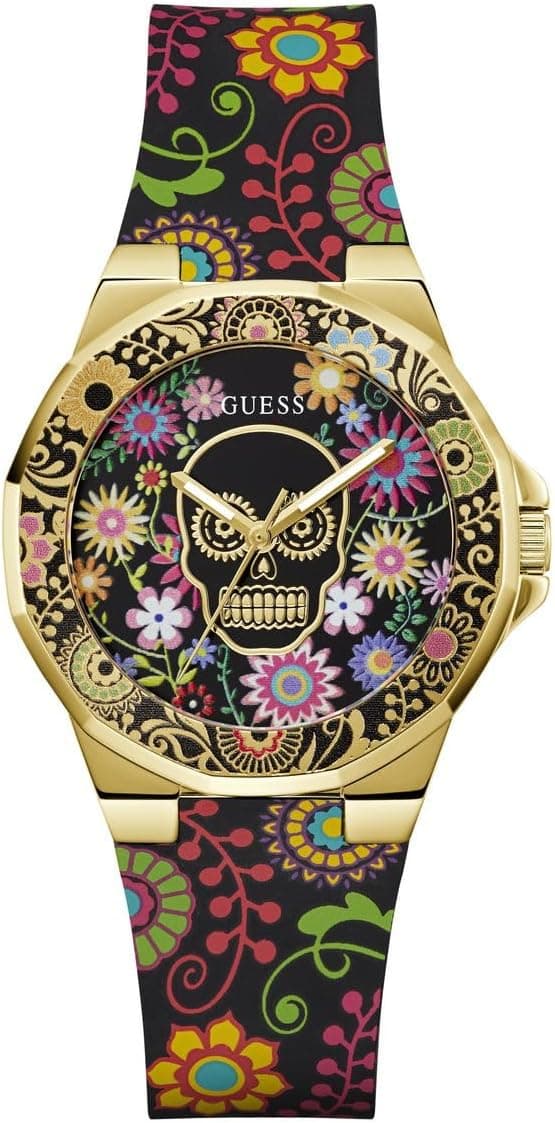 Guess GW0754L1, 38 mm, mehrfarbiges Zifferblatt, schwarzes Silikonarmband