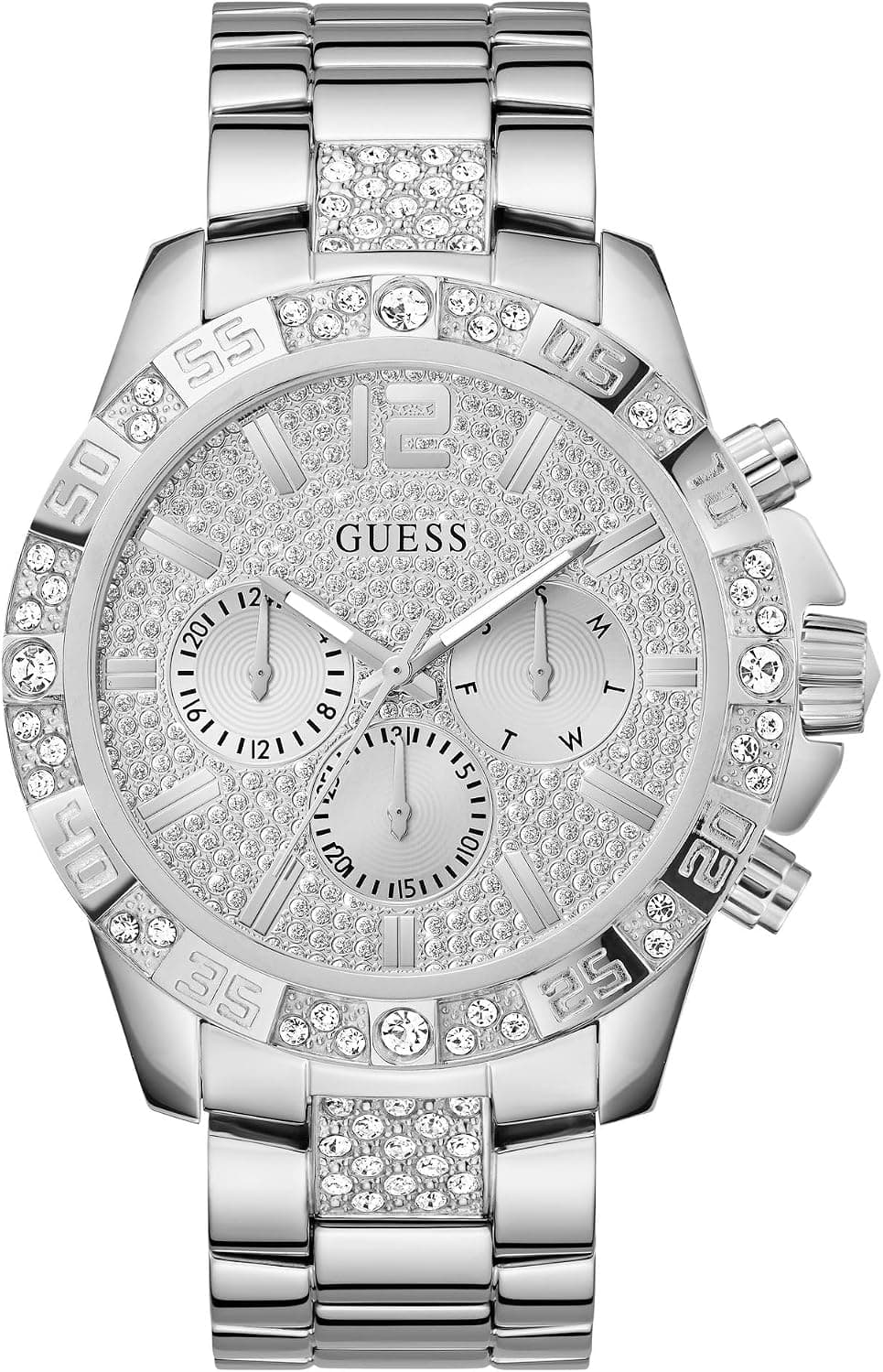 Guess GW0796G1, 48mm, Silver Dial, Silver Stainless Steel Bracelet