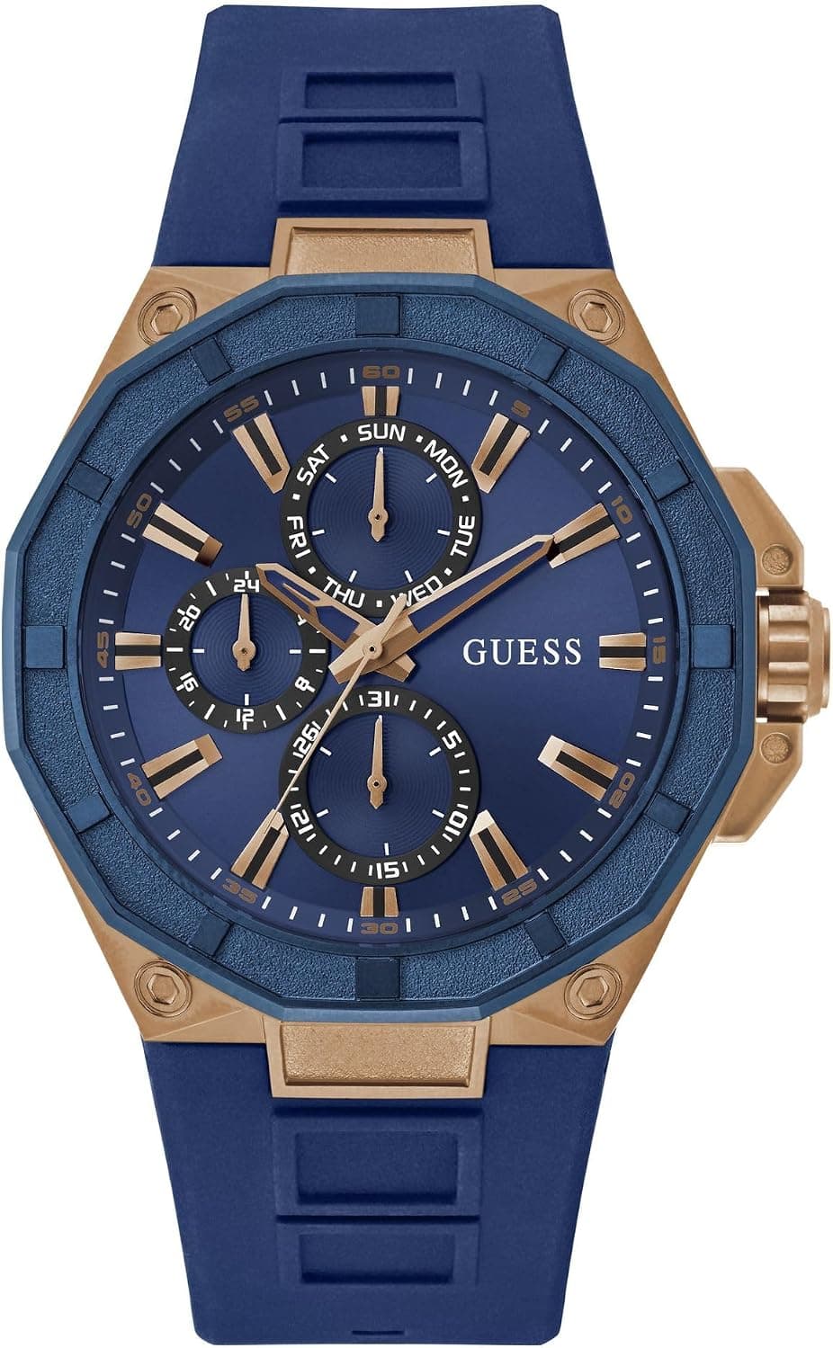 Guess GW0803G2, 46 mm, blaues Zifferblatt, blaues Silikonarmband