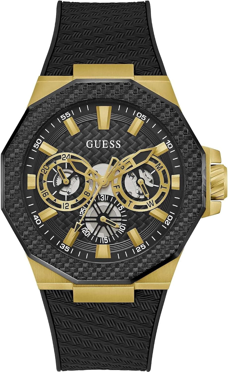 Guess Black and Gold-Tone Multifunction 46mm, Black Dial