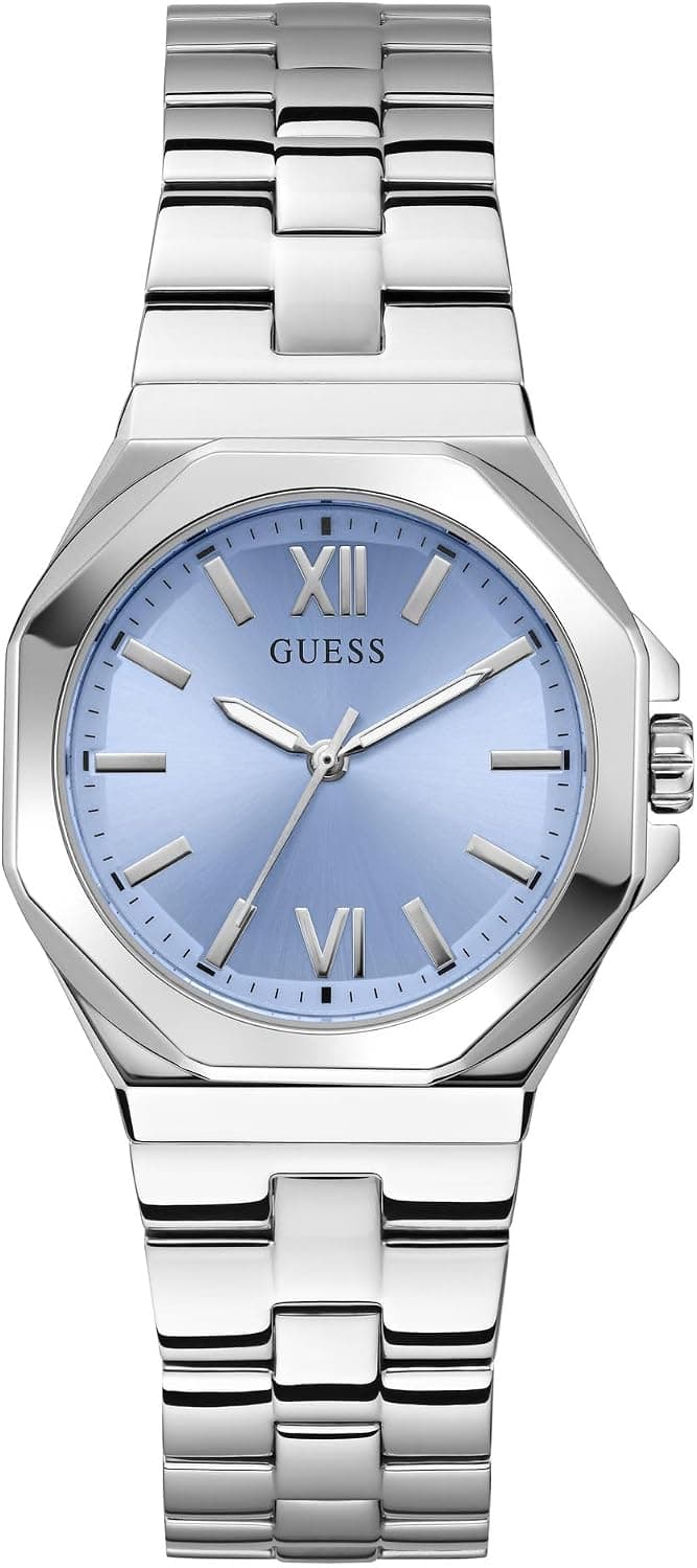 Guess EMPRESS GW0873L1, 34 mm, blaues Zifferblatt, silbernes Edelstahlarmband