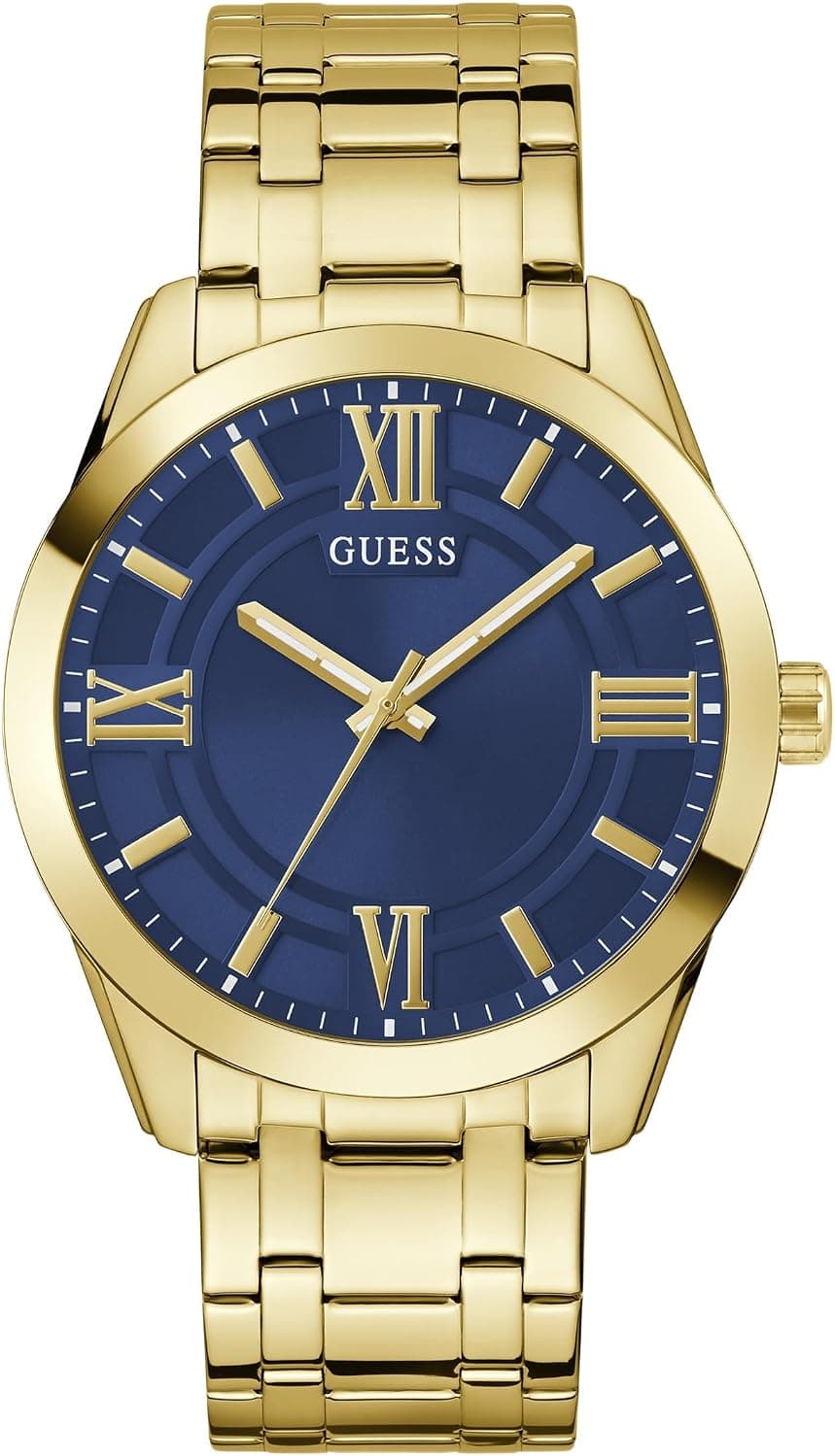 Guess GW0893G5, 44 mm, blaues Zifferblatt, goldenes Edelstahlarmband