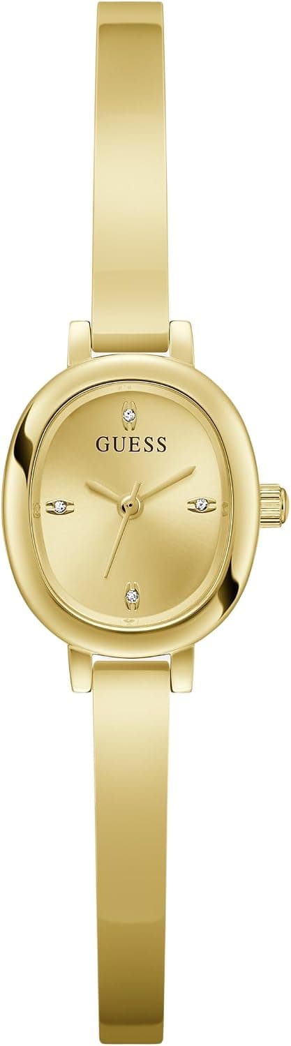 Guess Gold-Tone Oval Analog 24mm, Beige Dial Gold Stainless steel