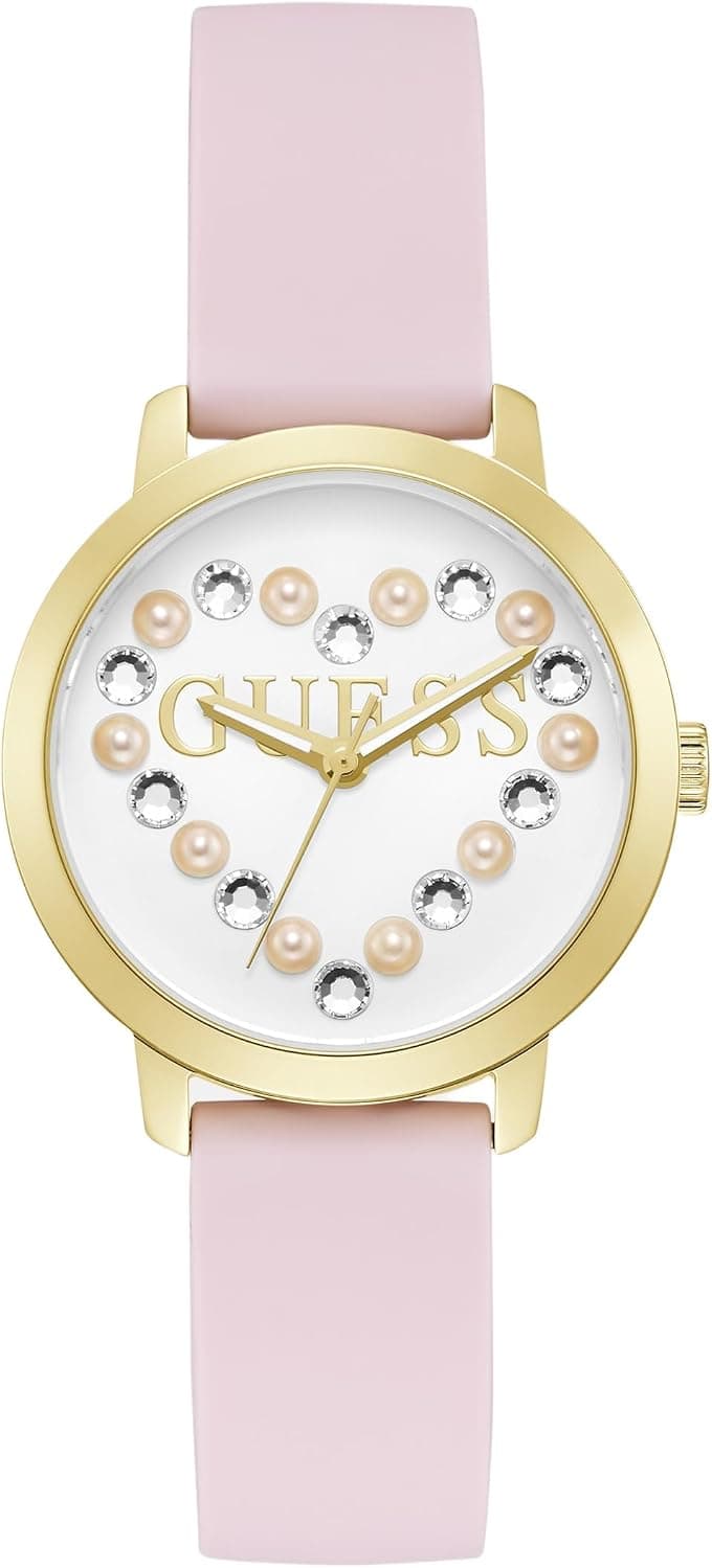 Guess Silicone Analogue 36mm, White Dial Pink Silicone
