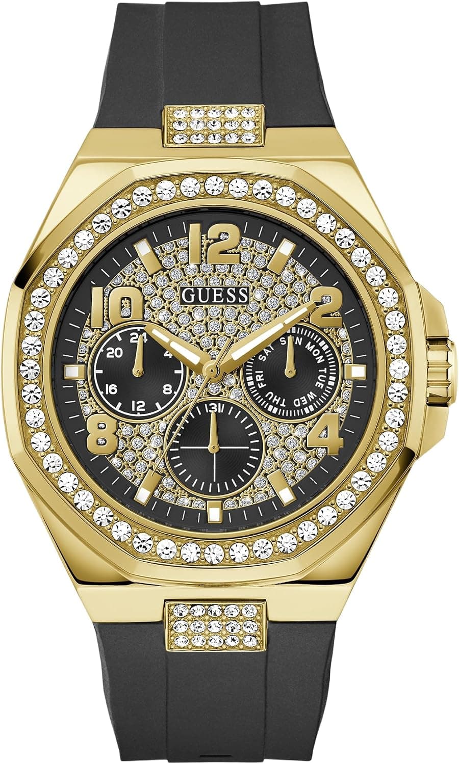 Guess GW1002G2, 45mm, Siyah Kadran, Siyah Paslanmaz Çelik Kordon