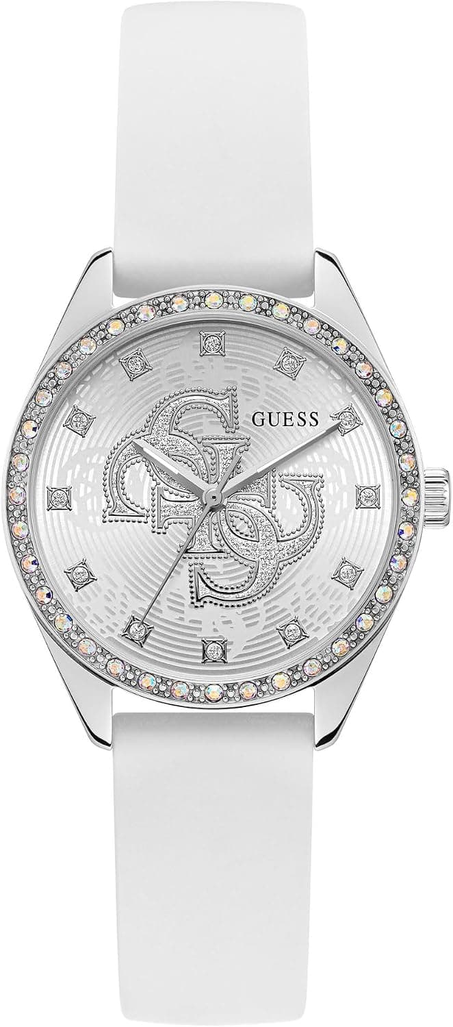Guess GW1042L1 34mm, Silver Dial White Silicone