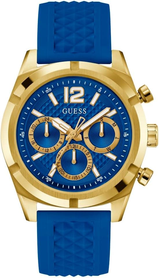 Guess 44mm GW0729G1, 44 mm, blaues Zifferblatt, blaues Silikonarmband