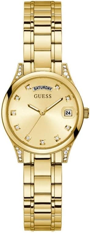 Guess Ladies Dress Crystal 31mm, Gold Dial Gold Stainless steel