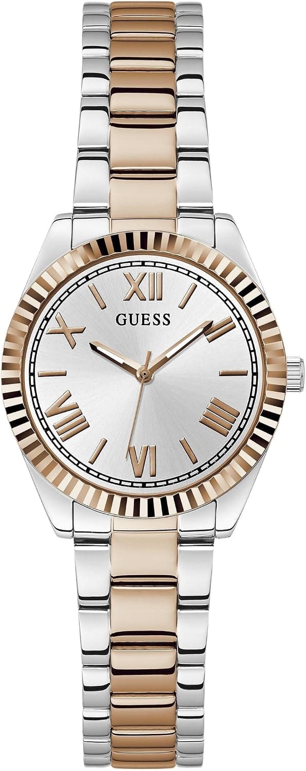 Guess Mini Luna GW0687L3, 30 mm, silbernes Zifferblatt, mehrfarbiges Edelstahlarmband