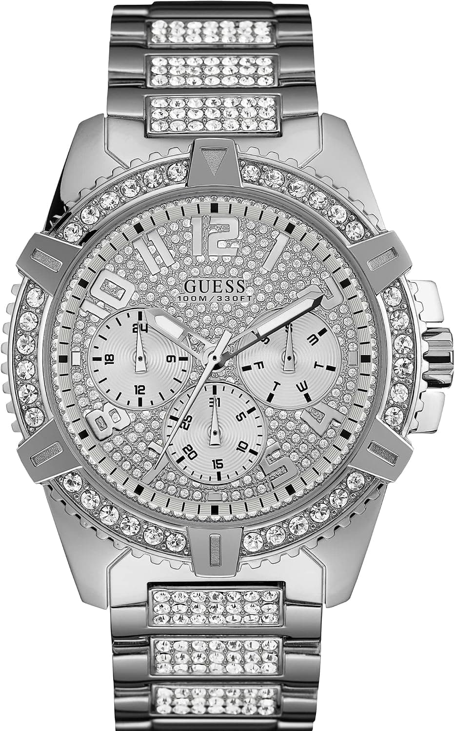 Guess U0799G1, 46mm, Silver Dial, Silver Stainless Steel Bracelet