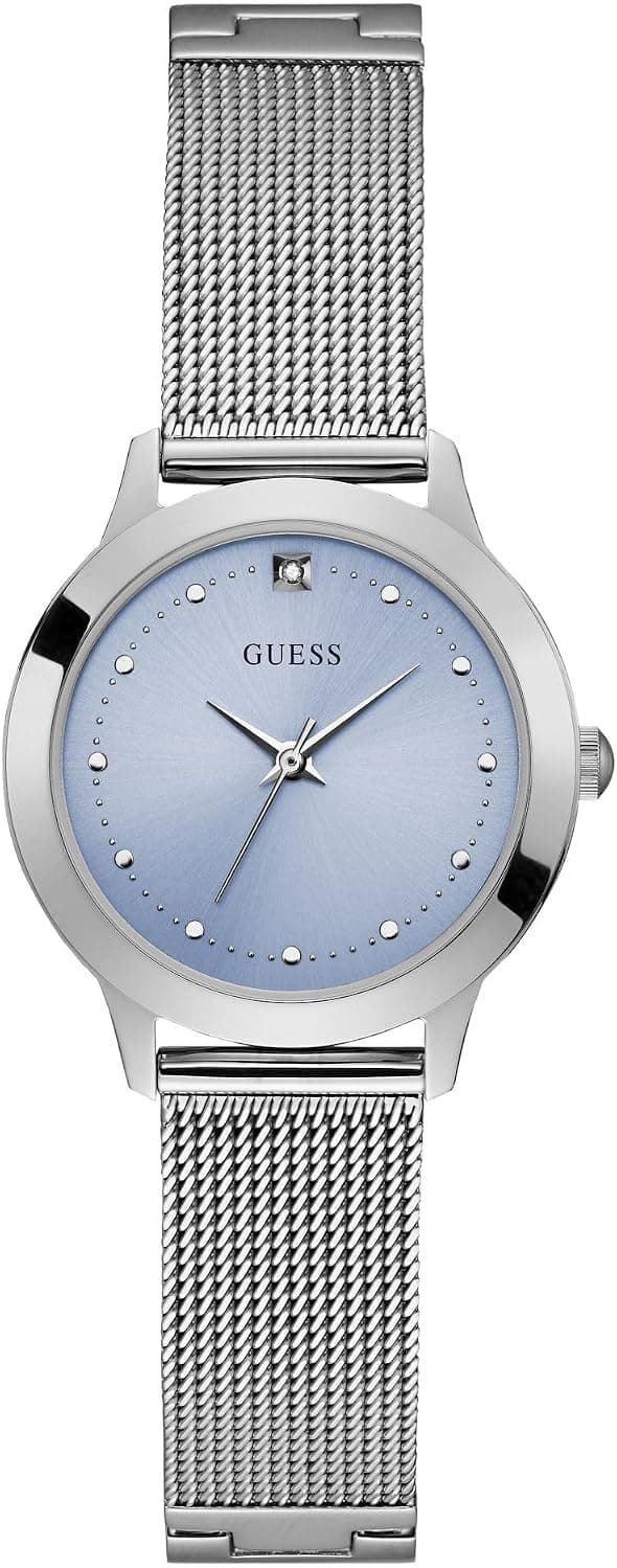Guess Chelsea U1197L2, 30 mm, blaues Zifferblatt, silbernes Edelstahlarmband