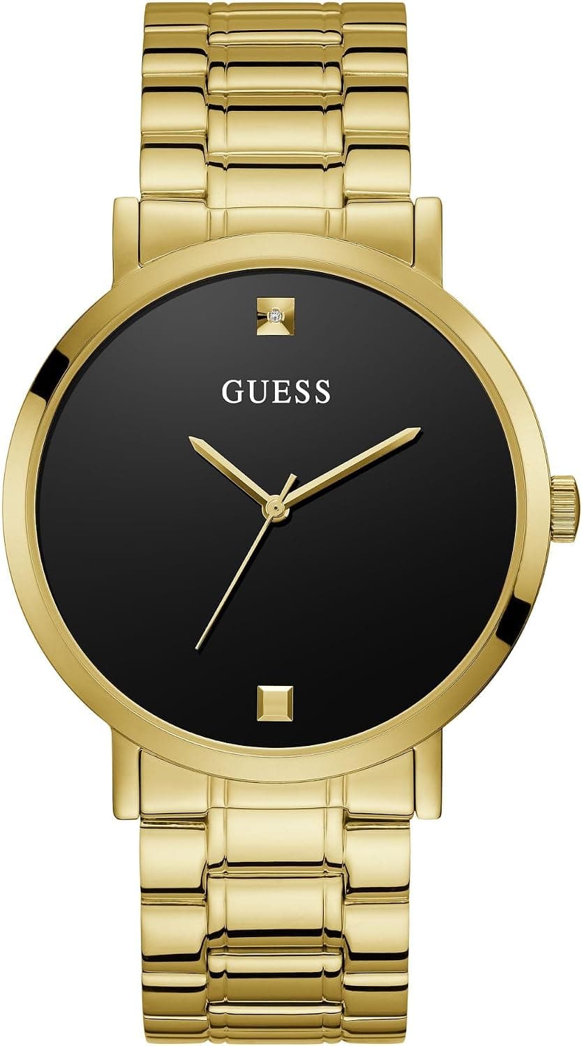 Guess SUPERNOVA U1315G2, 44 mm, schwarzes Zifferblatt, goldenes Edelstahlarmband