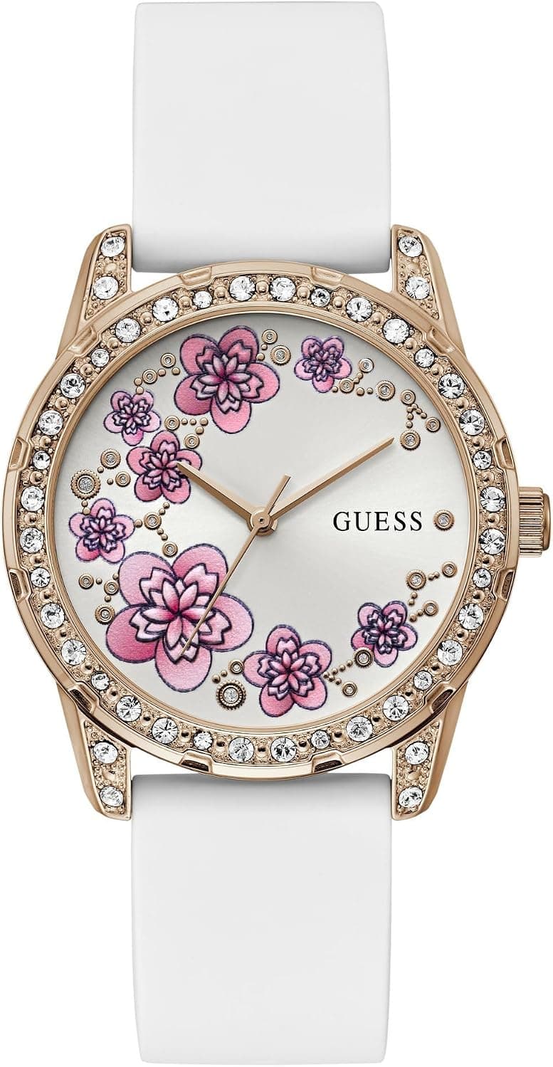 Guess Jasmine U1399L2M, 40 mm, weißes Zifferblatt, weißes Silikonarmband