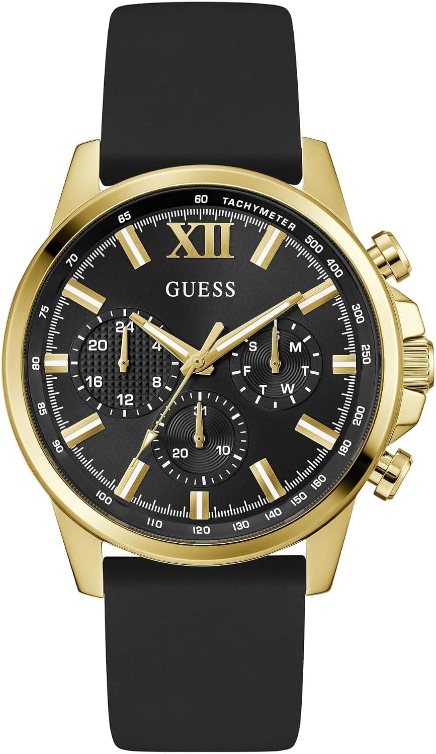 Guess Walker 44mm, Black Dial Black Silicone
