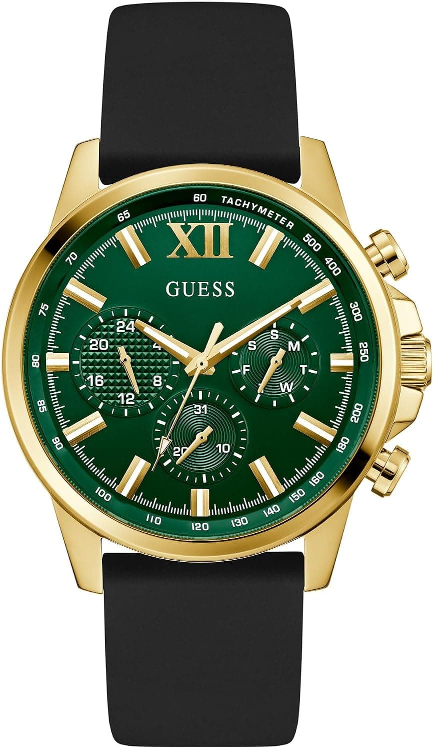 Guess WALKER 44mm, Green Dial Black Silicone