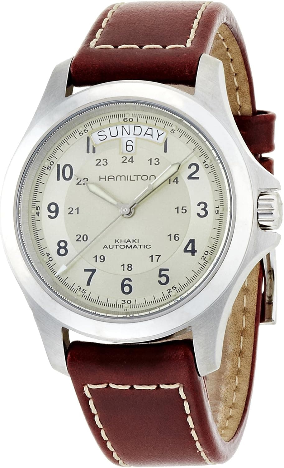 Hamilton Khaki Field King 40mm, Beige Dial Brown Leather