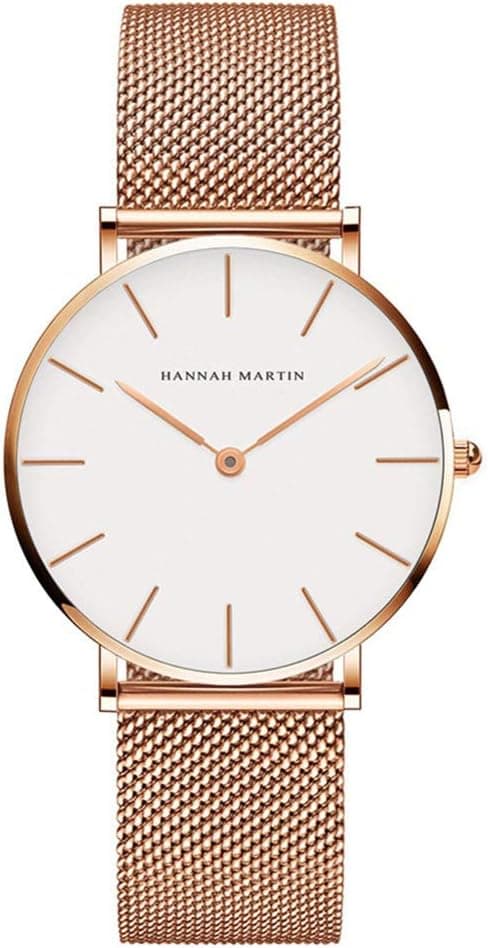 Hannah Martin 0, 36mm, White Dial, Pink Stainless Steel Bracelet
