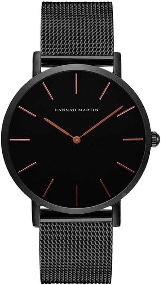 Hannah Martin Très Mince T21, 40mm, Black Dial, Stainless Steel Bracelet