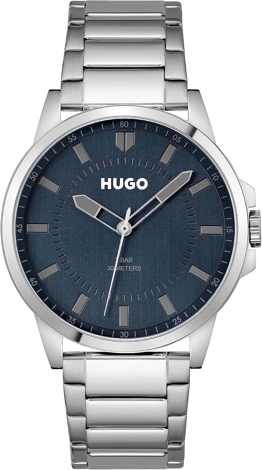 Hugo First-Kollektion 1530186, 43mm, Blue Dial, Black Stainless Steel Bracelet