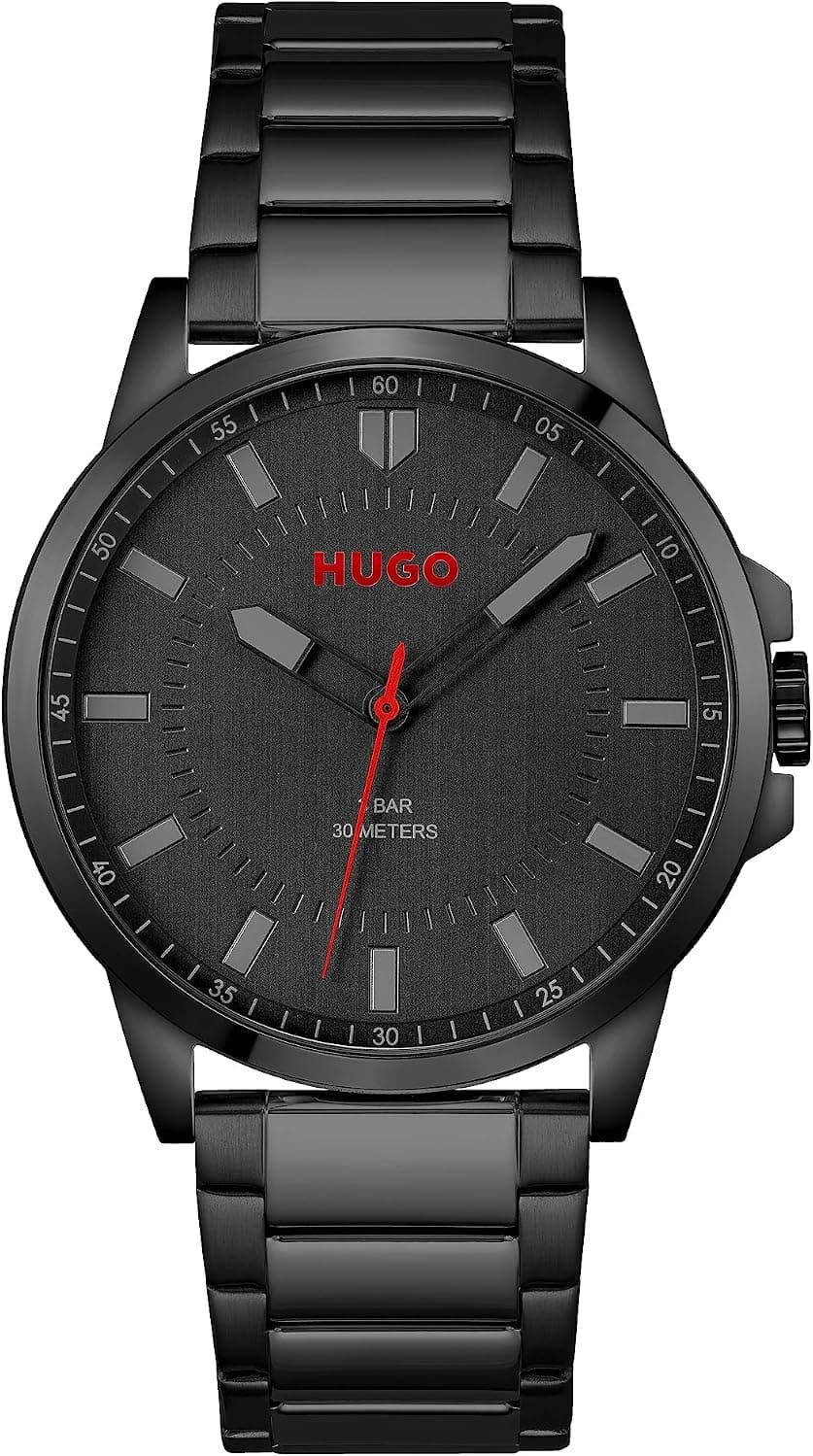 Hugo First 1530187, 43mm, Black Dial, Black Stainless Steel Bracelet