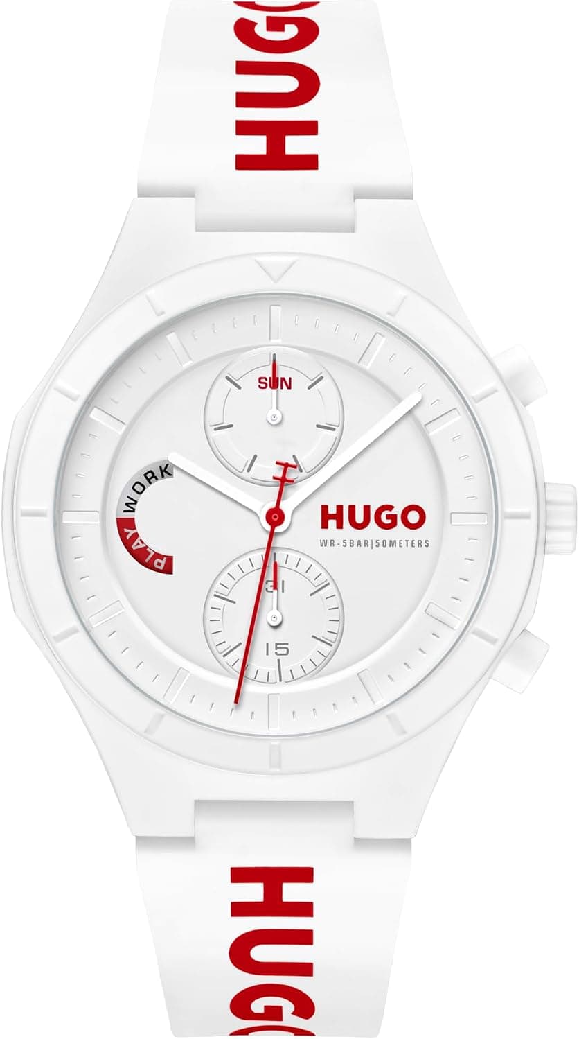 Hugo Classic 1530406, 44mm, White Dial, Black Silicone Band