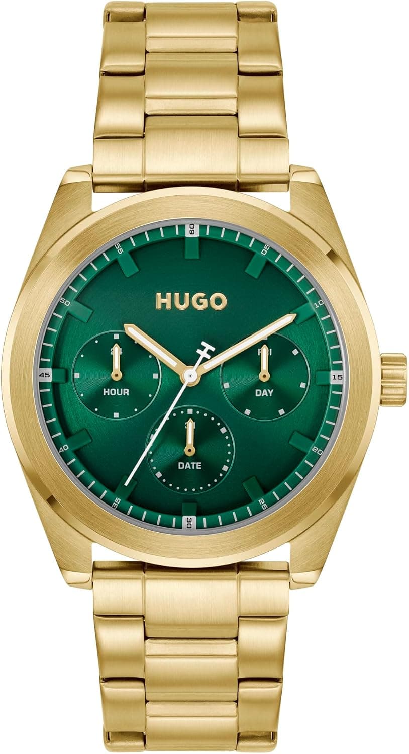 Hugo Bright Sport 1530425, 42mm, Green Dial, Black Stainless Steel Bracelet