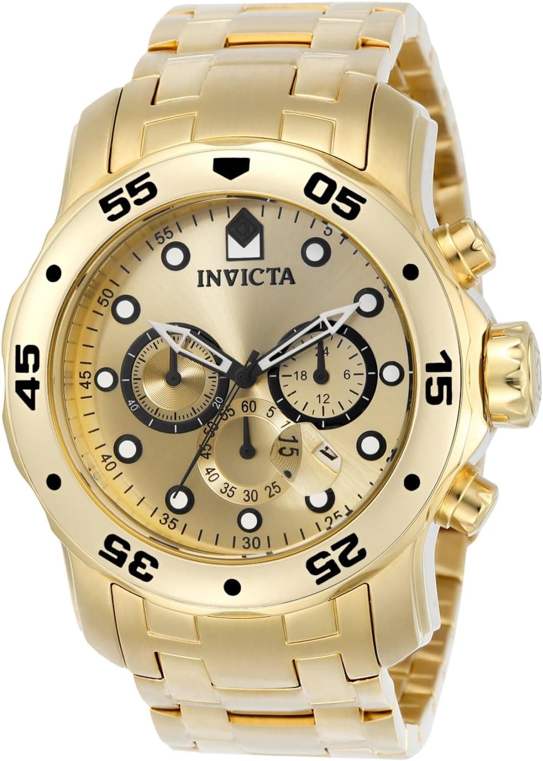 Invicta 0074 48mm, Gold Dial Gold Gold-plated-stainless-steel