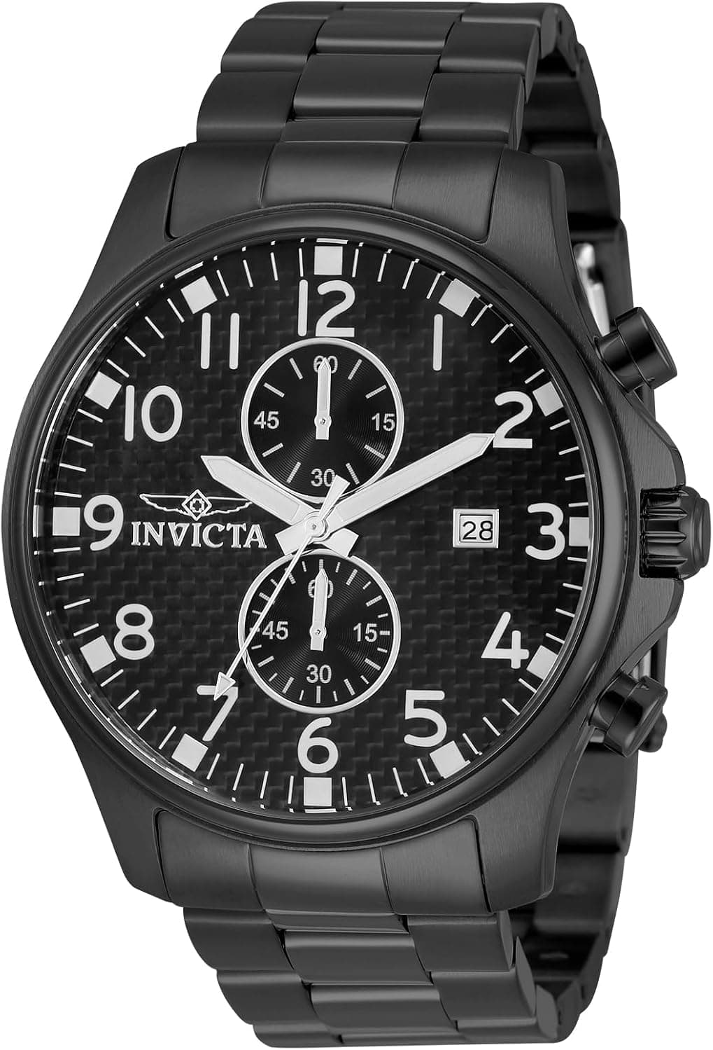 Invicta 0383 48mm, Black Dial Black Stainless steel