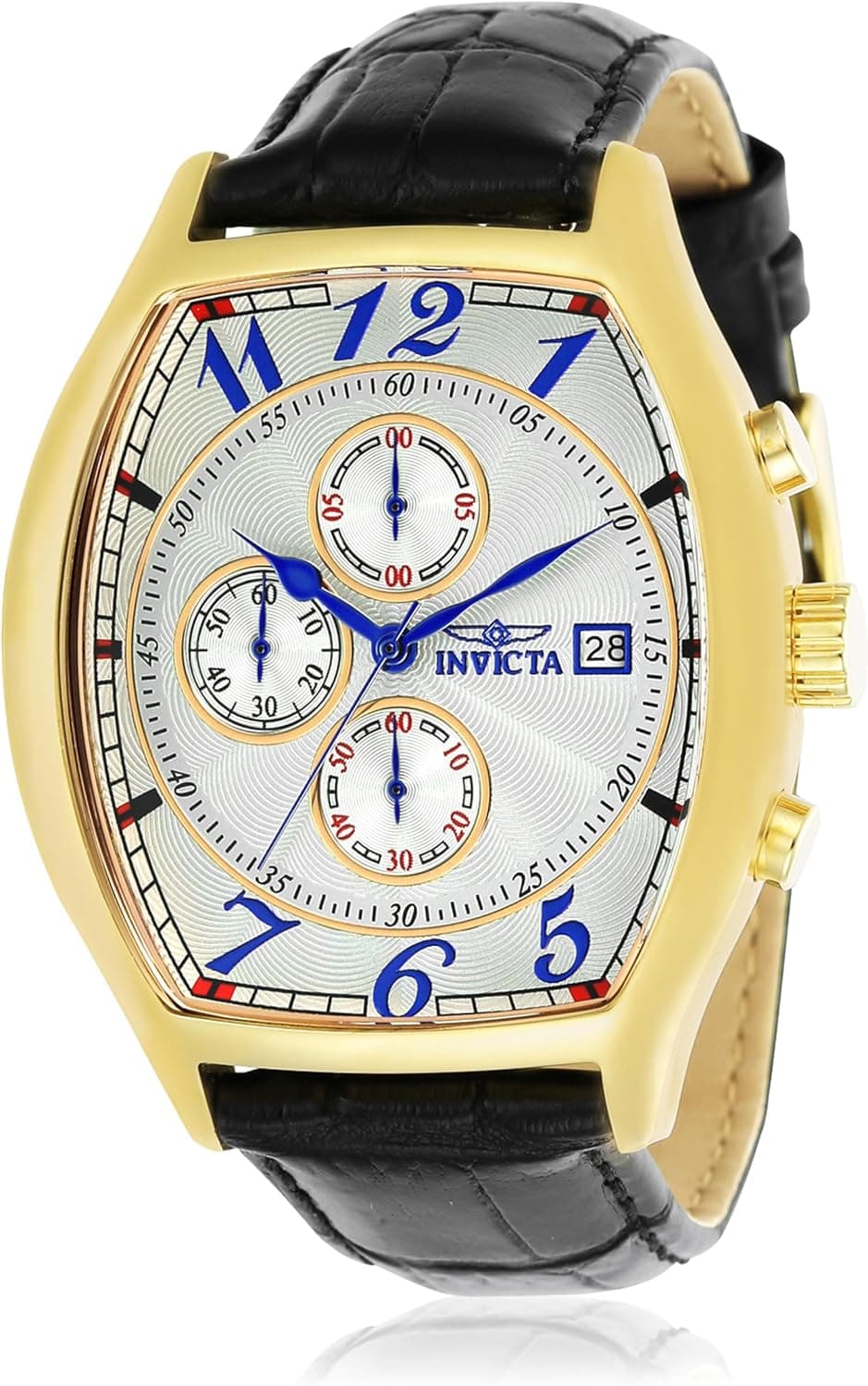 Invicta 14330, 43 mm, weißes Zifferblatt, schwarzes Lederarmband