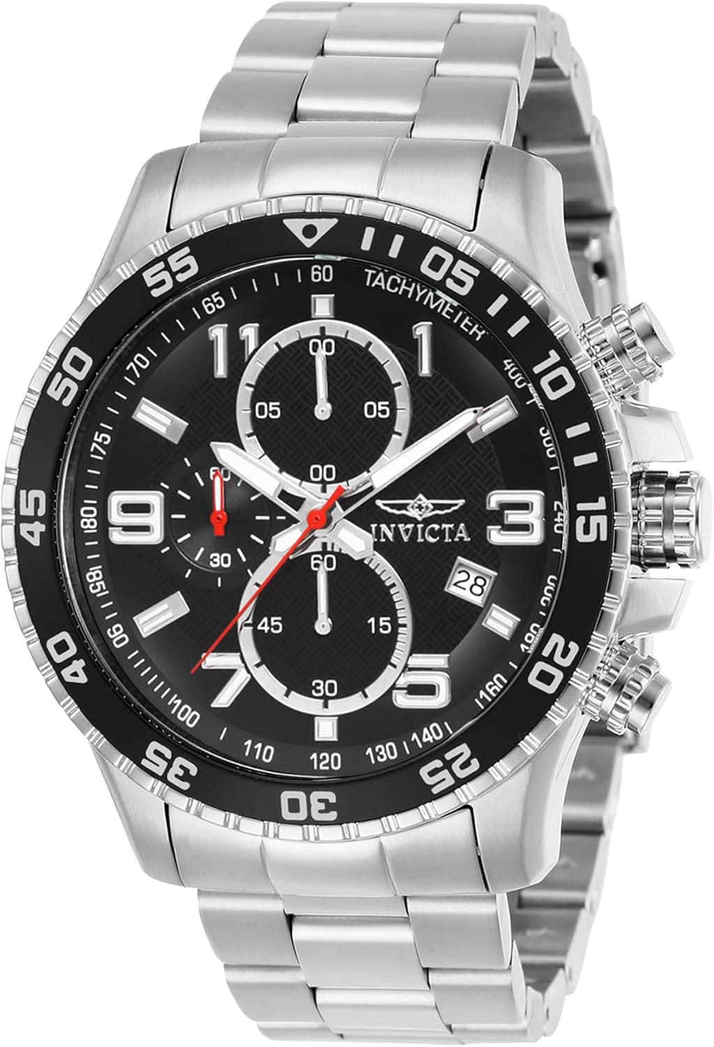 Invicta Specialty 14875, 45 mm, schwarzes Zifferblatt, silbernes Edelstahlarmband