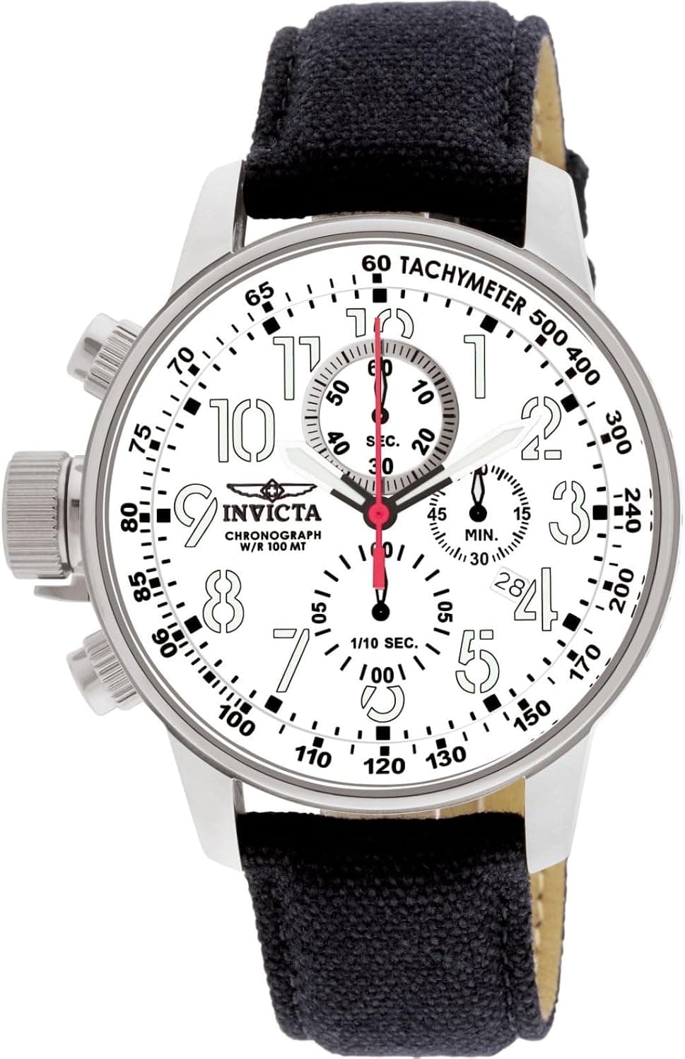 Invicta 1514 46mm, White Dial Black Cloth