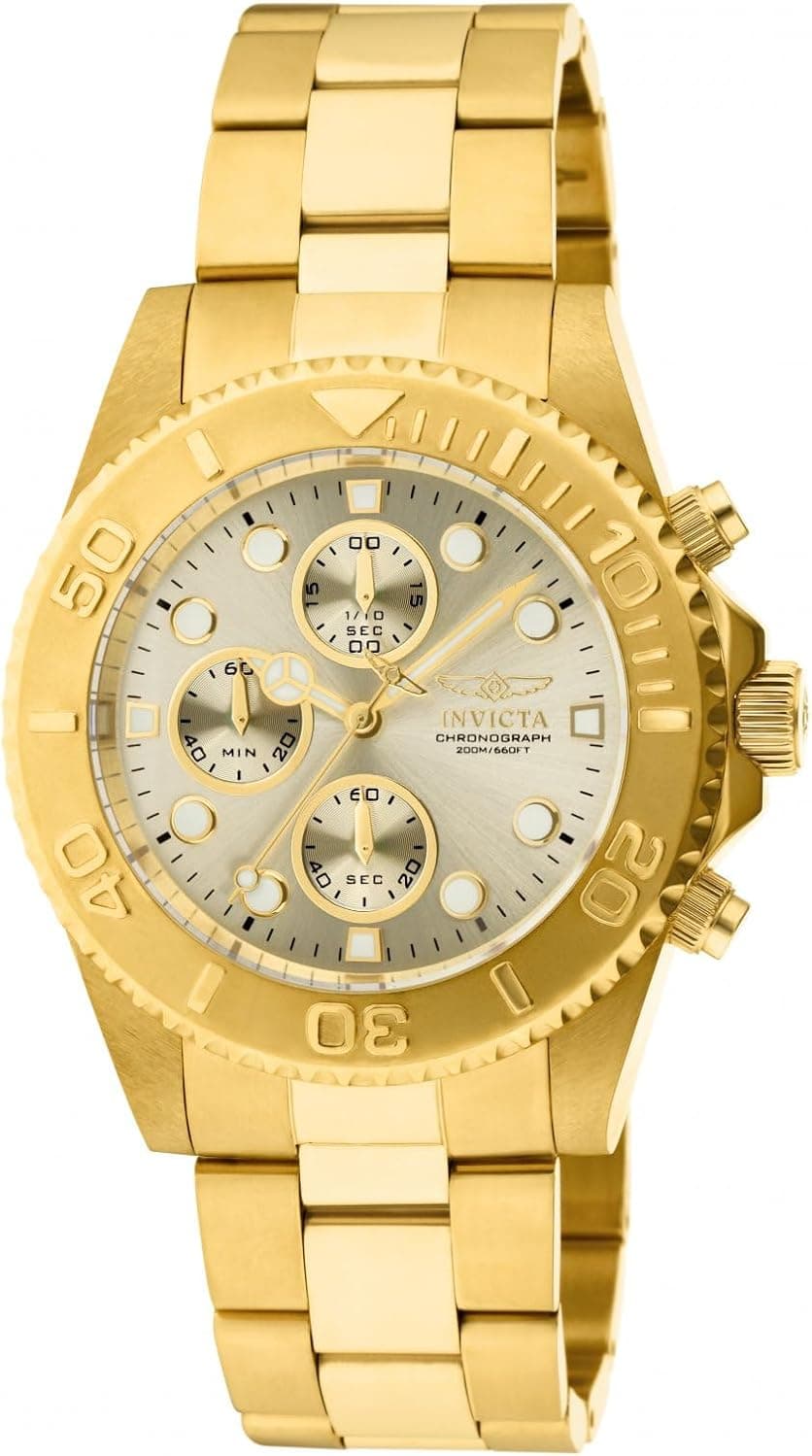 Invicta Pro Diver 19157 1774, 43 mm, goldenes Zifferblatt, goldenes Edelstahlarmband
