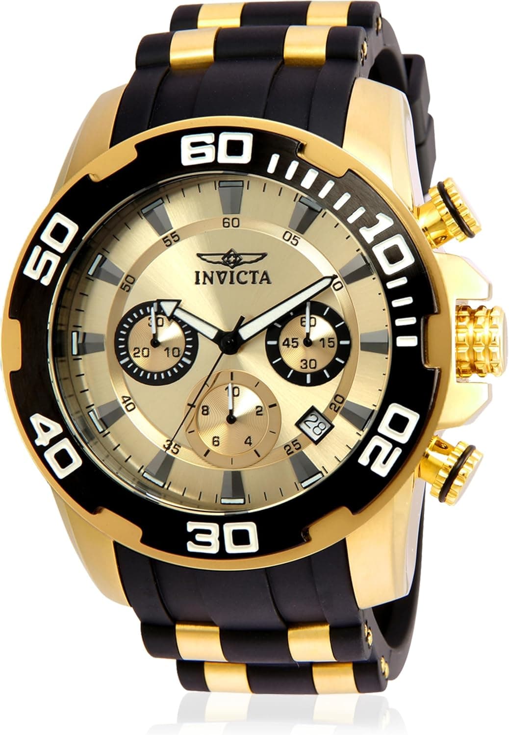 Invicta 22346 50mm, Gold Dial Black Silicone