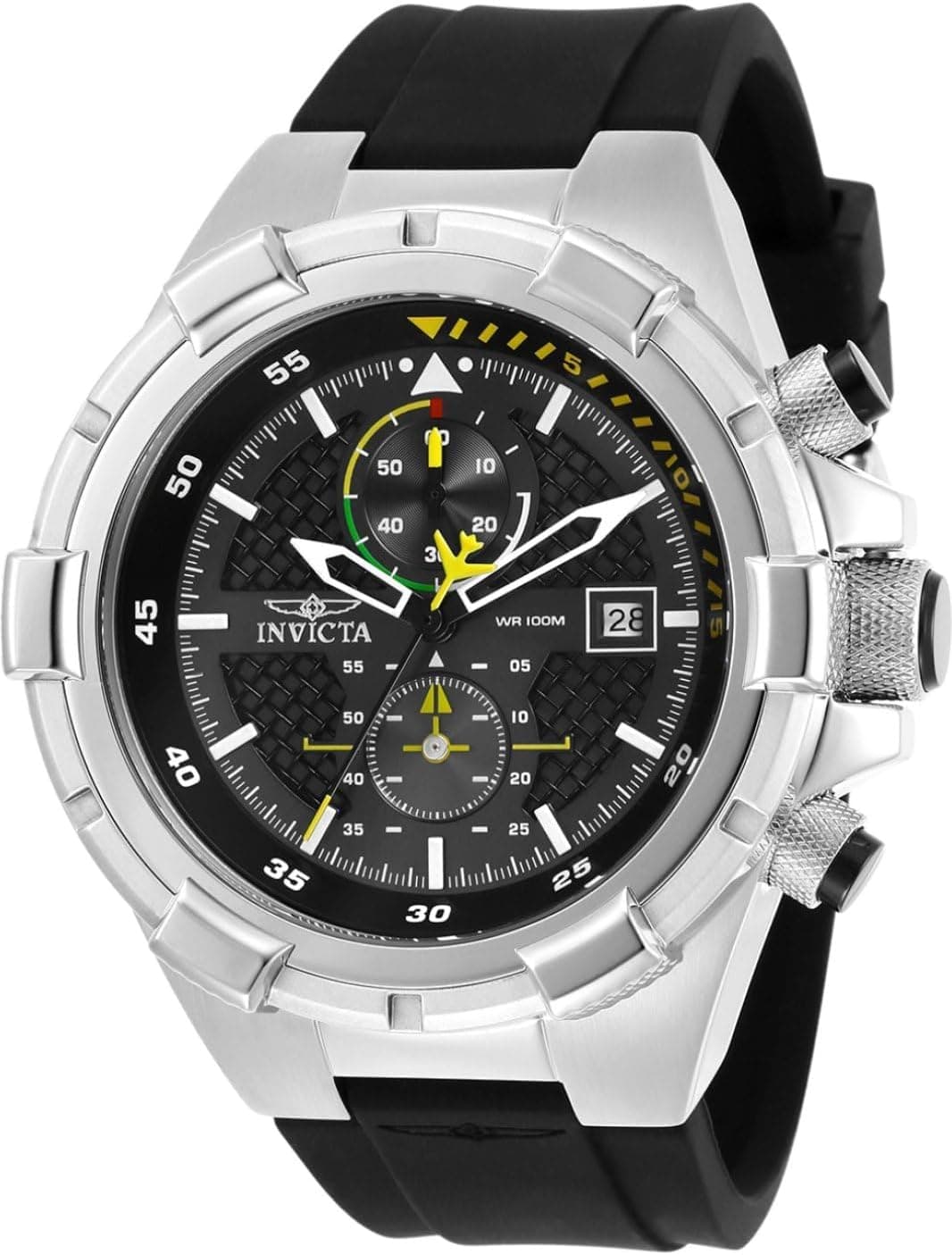 Invicta 28102 50mm, Black Dial Black Silicone