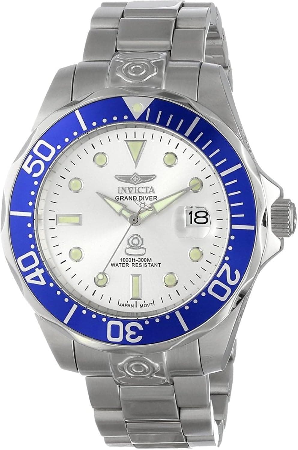 Invicta 3046 47mm, Silver Dial Silver Stainless steel