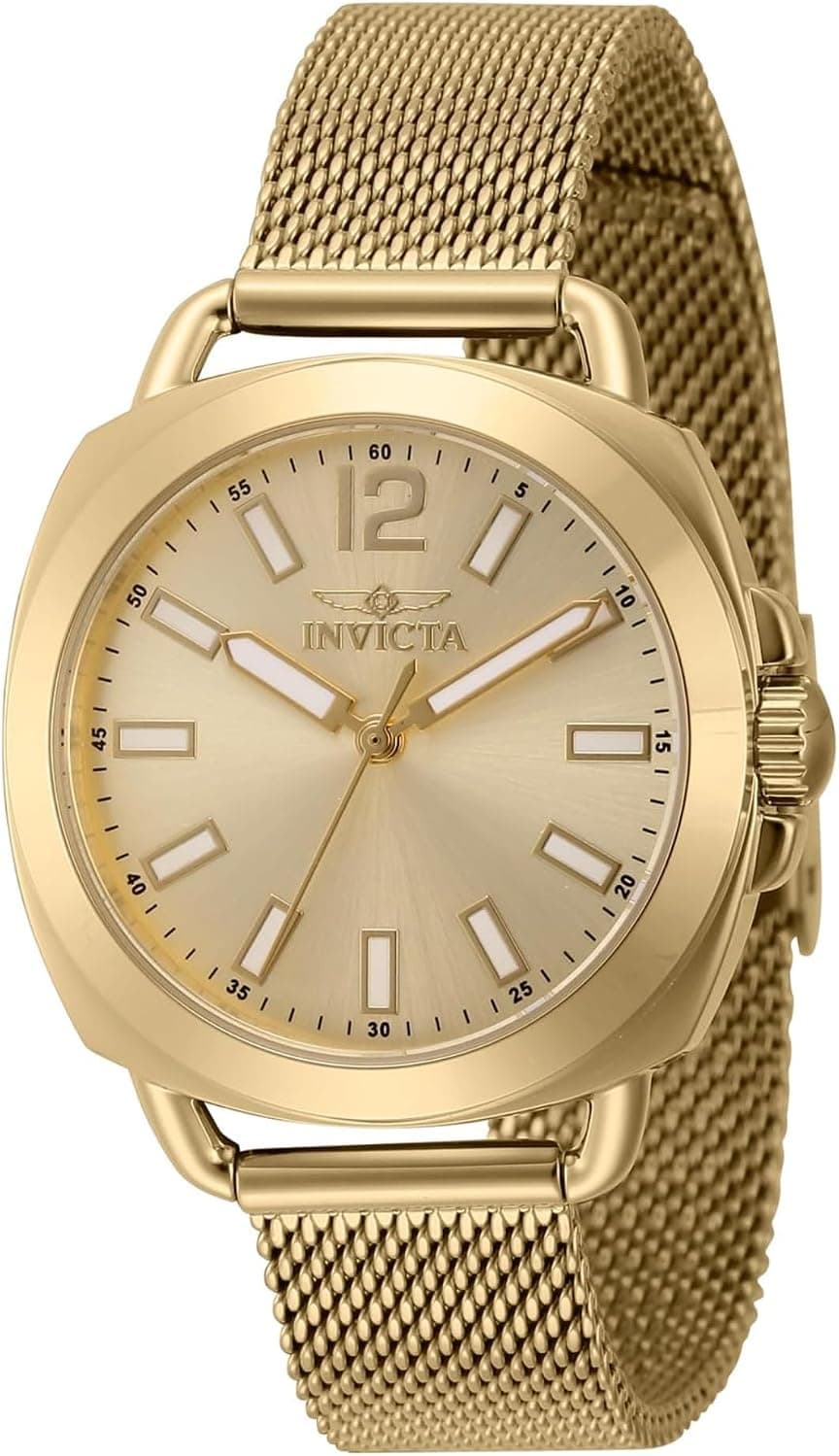Invicta Wildflower 46338, 32 mm, goldenes Zifferblatt, goldenes Edelstahlarmband