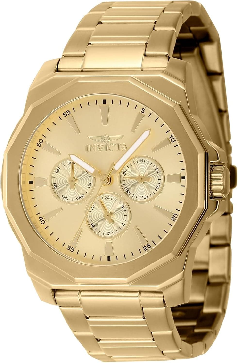Invicta 46855, 42 mm, goldenes Zifferblatt, goldenes Edelstahlarmband