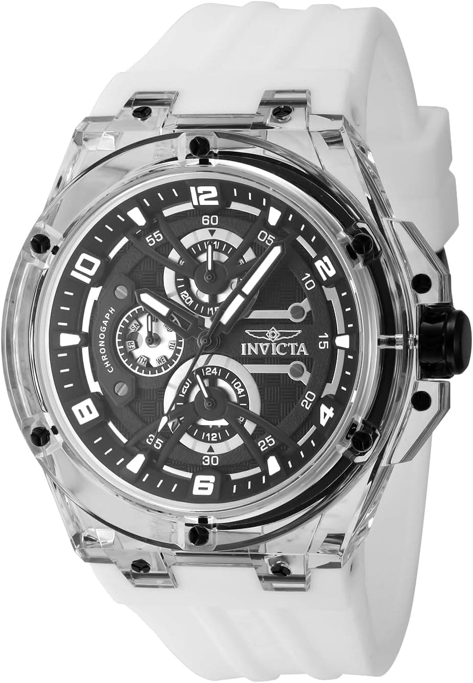 Invicta 48809 46mm, Black Dial Black Silicone