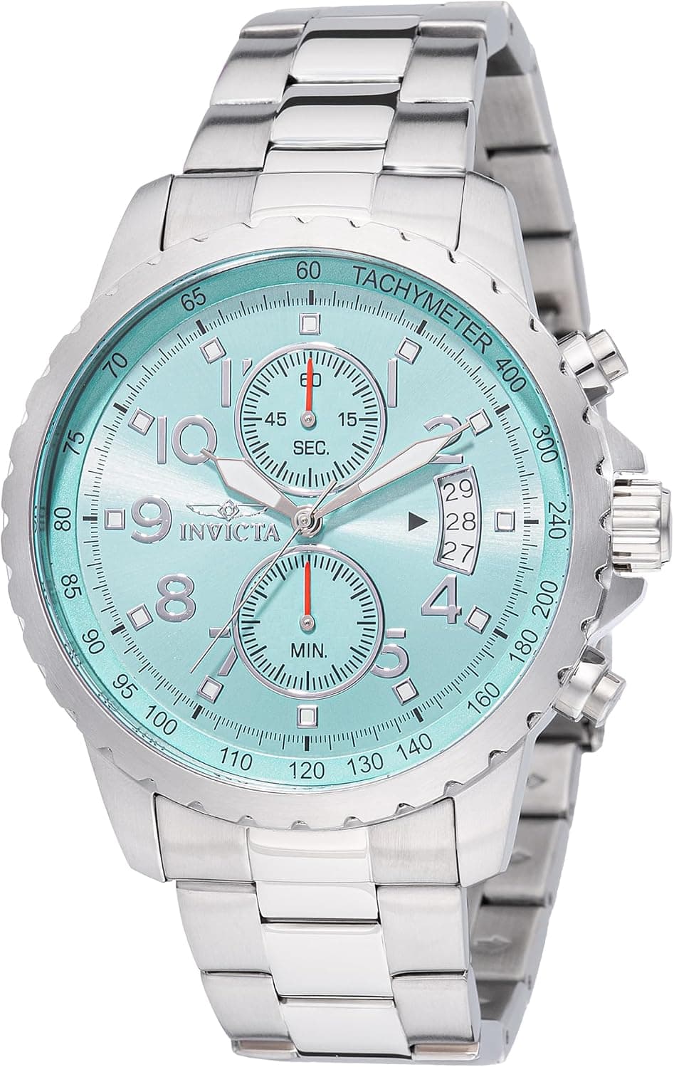 Invicta Specialty 48895, 45 mm, türkisfarbenes Zifferblatt, silbernes Edelstahlarmband