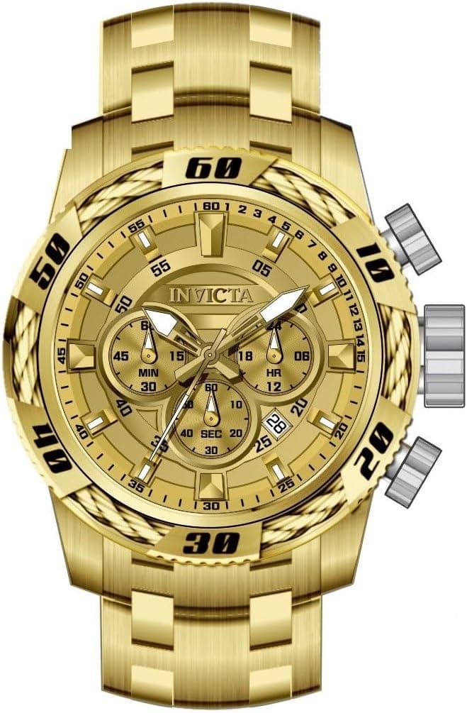Invicta Speedway 49121, 50 mm, goldenes Zifferblatt, goldenes Edelstahlarmband