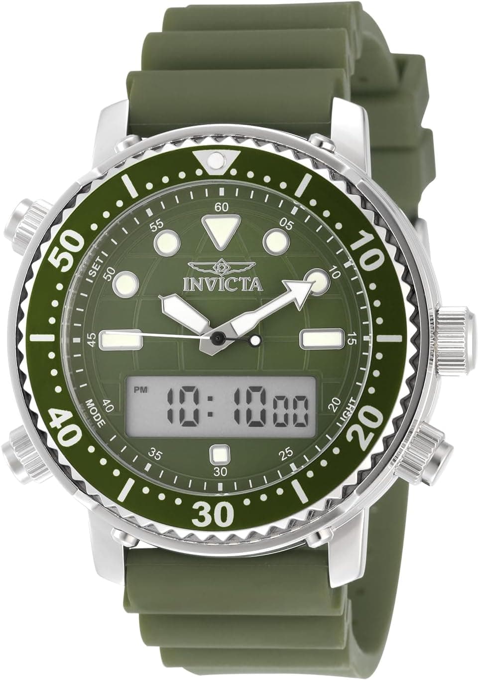 Invicta 49450 46mm, Military Green Dial Green Silicone