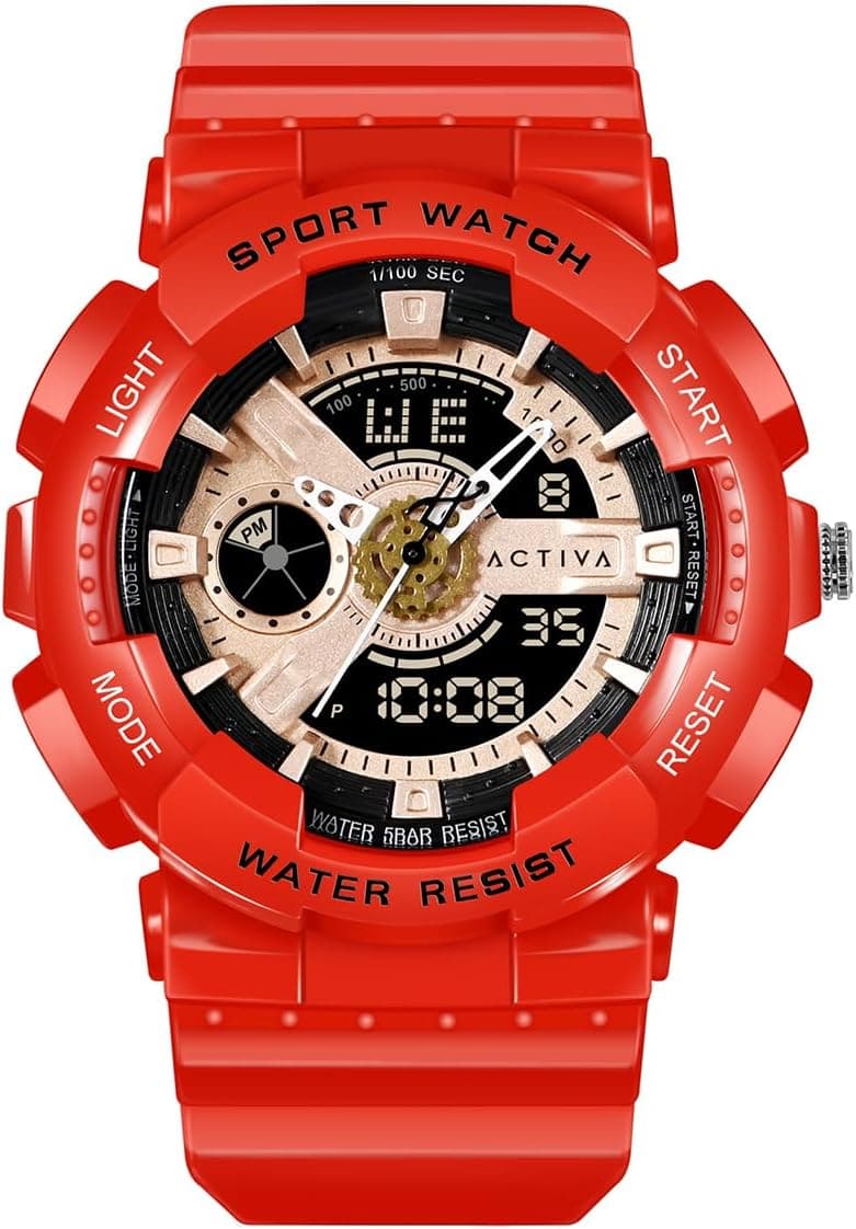 Invicta Shock Resistant Grey 50mm, Gold Dial Red Silicone