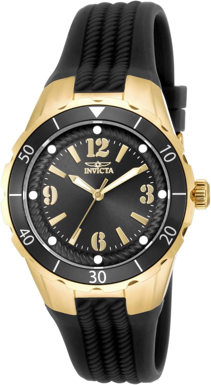 Invicta 17486 38mm, Black Dial Black Silicone