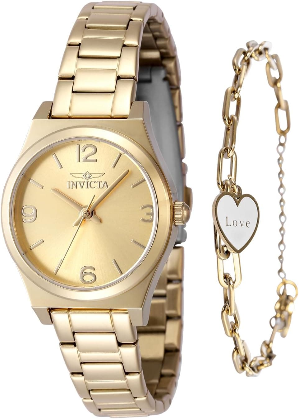 Invicta Angel 48247, 30 mm, goldenes Zifferblatt, goldenes Edelstahlarmband